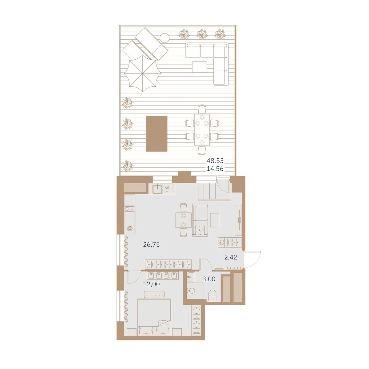Планировка 1-комнатная 60,6 м² в клубном доме «Talento» — Клубный дом Talento